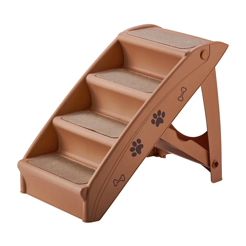 Pet Supplies Beige Folding Dog Ladder Plastic Non-Slip Pet Steps Dog Stairs Foldable Pet Ladder