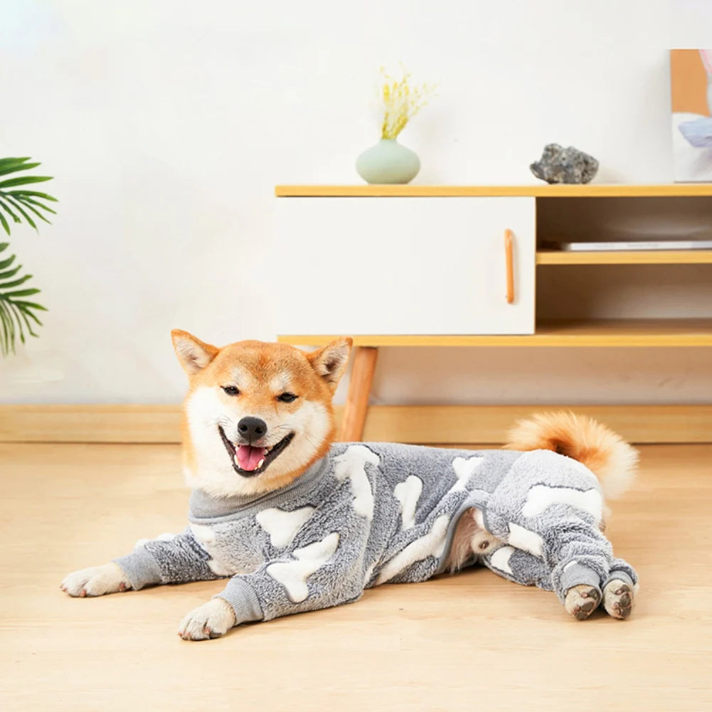 Winter Pet Dog Clothing Flannel Dog Pajamas Medium and Large Dog Pet Pajamas Pet Clothing