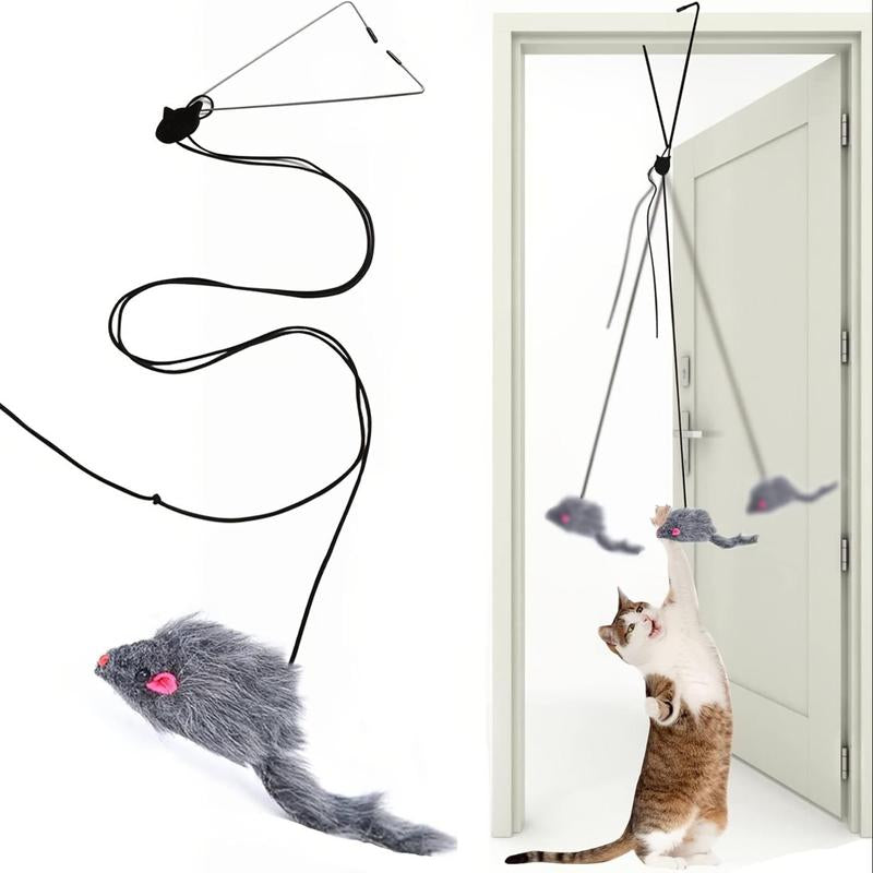Cat Teaser Toy, 1 Count Mouse Design Hanging Door Toy, Cat Toys, Interactive Pet Toy for Indoor Cats, Valentine'S Day Gift