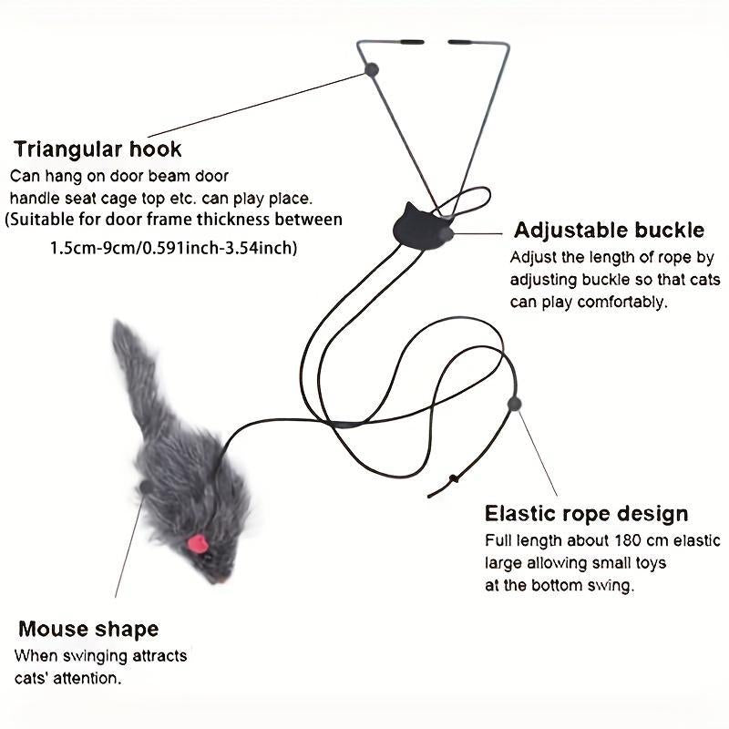 Cat Teaser Toy, 1 Count Mouse Design Hanging Door Toy, Cat Toys, Interactive Pet Toy for Indoor Cats, Valentine'S Day Gift