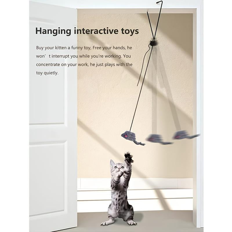 Cat Teaser Toy, 1 Count Mouse Design Hanging Door Toy, Cat Toys, Interactive Pet Toy for Indoor Cats, Valentine'S Day Gift