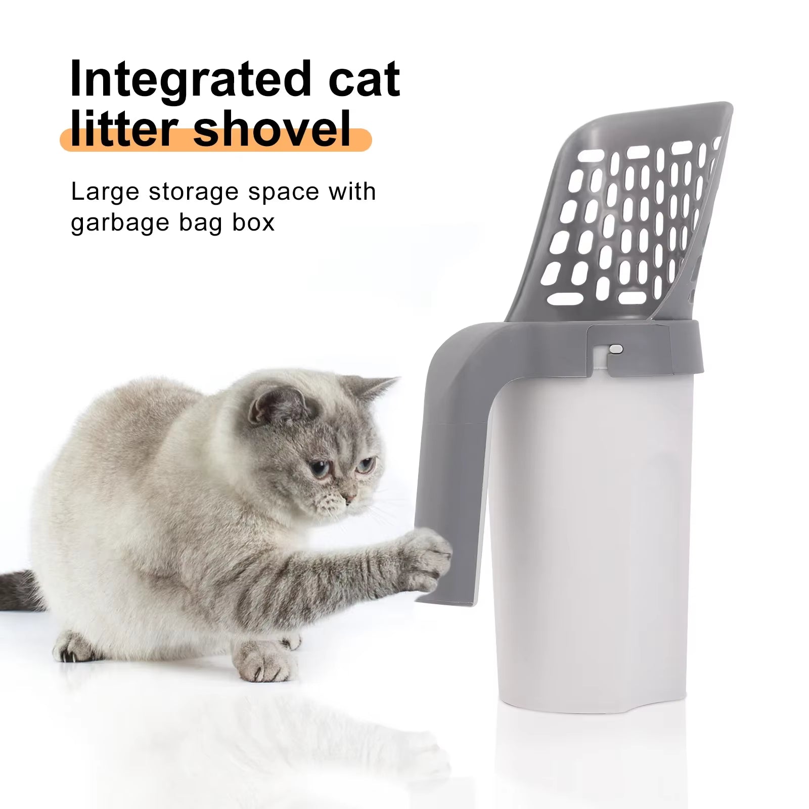 Cat Litter Shovel Self-Cleaning Big Capacity Cat Litter Scooper with Built-In Poop Bag Kitten Toilet Clean Tool Pet Accessories