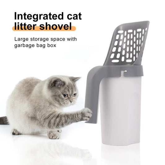 Cat Litter Shovel Self-Cleaning Big Capacity Cat Litter Scooper with Built-In Poop Bag Kitten Toilet Clean Tool Pet Accessories