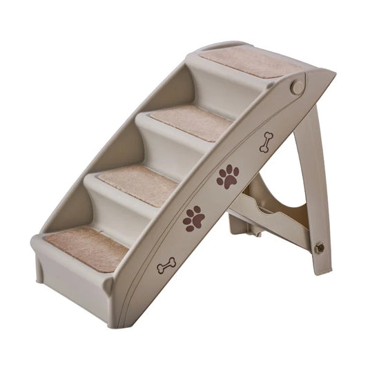 Pet Supplies Beige Folding Dog Ladder Plastic Non-Slip Pet Steps Dog Stairs Foldable Pet Ladder